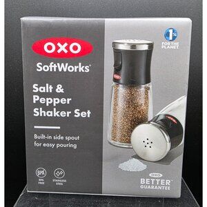 OXO SoftWorks Salt & Pepper Shaker Set Stainless Steel BPA-Free Easy Dispensing